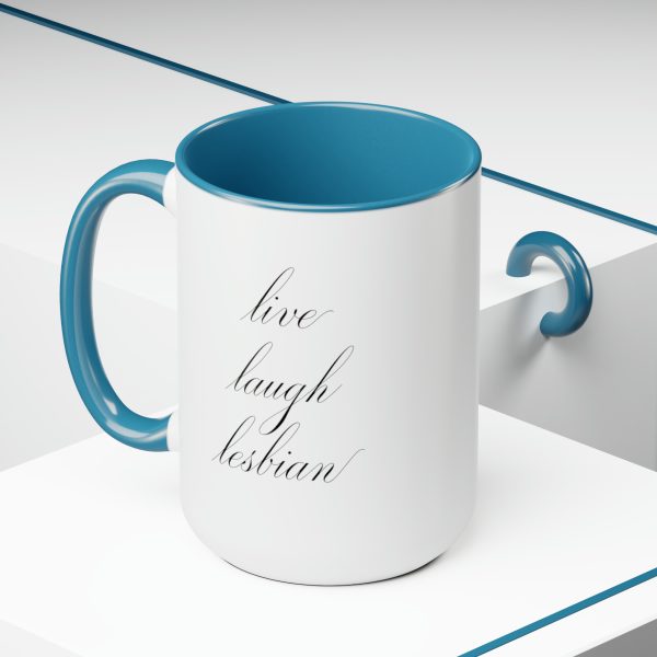 live laugh lesbian - Two-Tone LGBTQ Mug, 15oz - Image 15