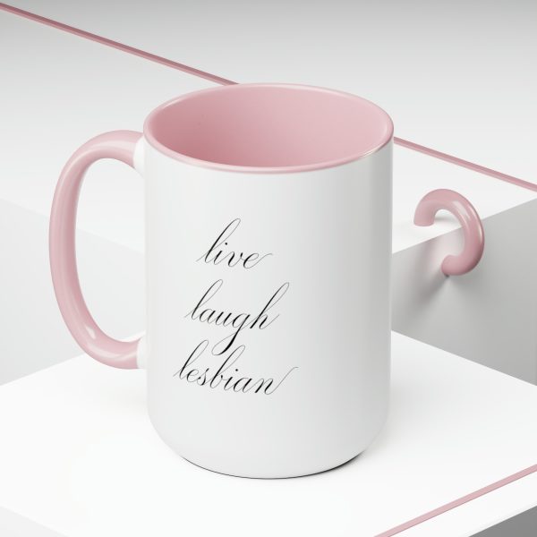 live laugh lesbian - Two-Tone LGBTQ Mug, 15oz - Image 5