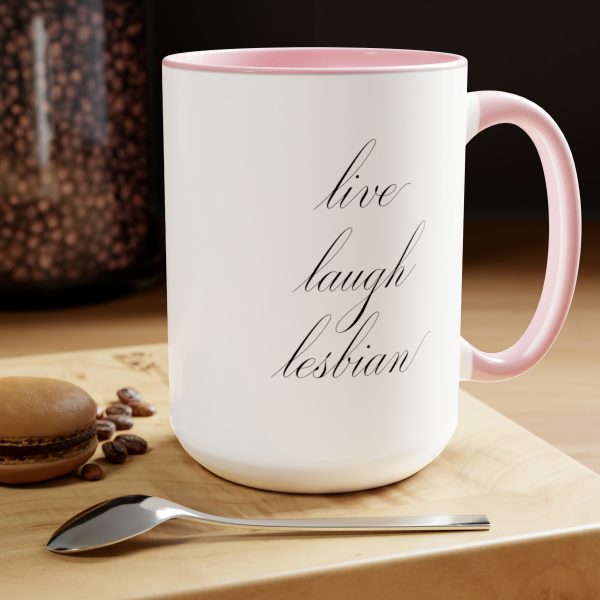 live laugh lesbian - Two-Tone LGBTQ Mug, 15oz